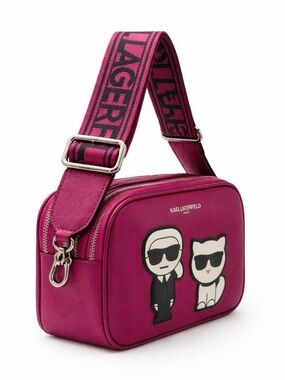 Karl Lagerfeld Hot Pink Crossbody Bag with Black Accents